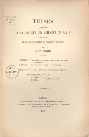 Édition de la thèse de Pierre Curie